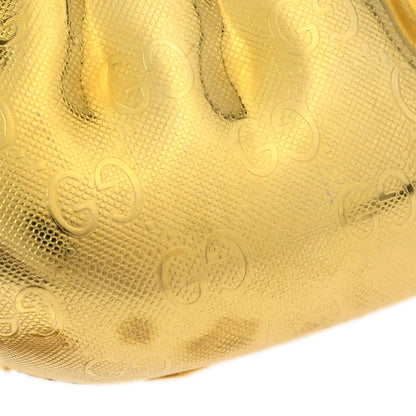 Gucci Gold Metal GG Minaudiere Kiss Lock Pochette Chain Shoulder Bag