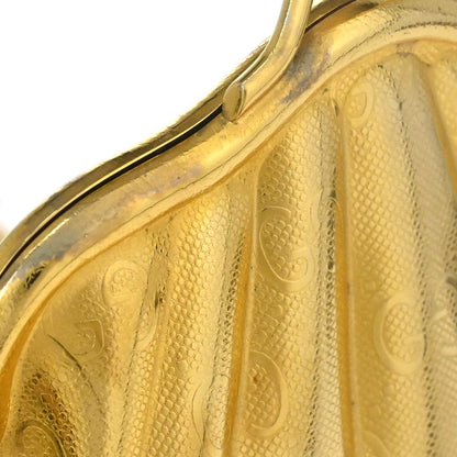 Gucci Gold Metal GG Minaudiere Kiss Lock Pochette Chain Shoulder Bag