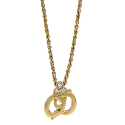 Christian Dior Necklace Pendant Gold Rhinestone