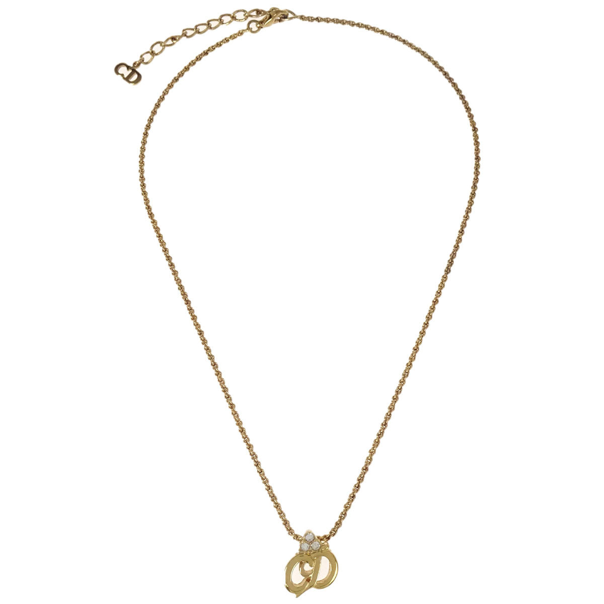 Christian Dior Necklace Pendant Gold Rhinestone