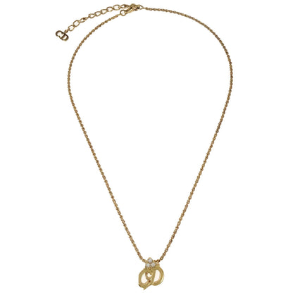 Christian Dior Necklace Pendant Gold Rhinestone