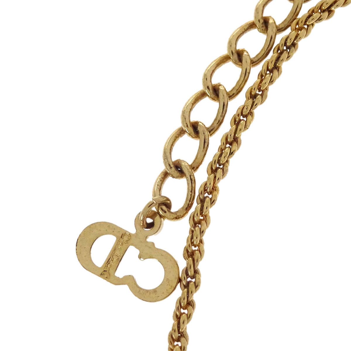 Christian Dior Necklace Pendant Gold Rhinestone