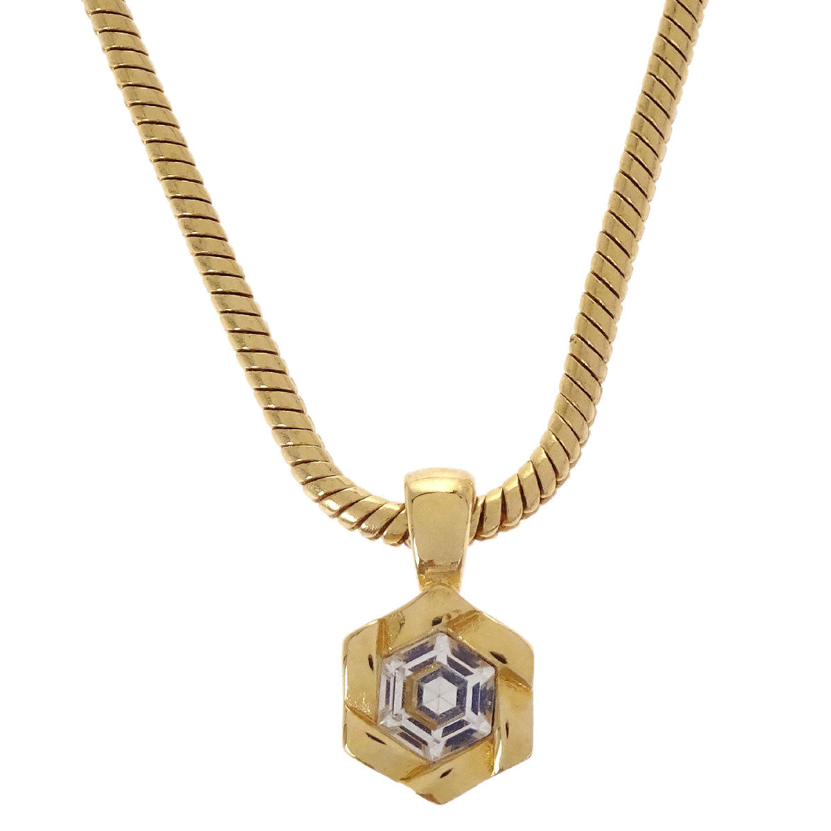 Christian Dior Necklace Pendant Gold Rhinestone