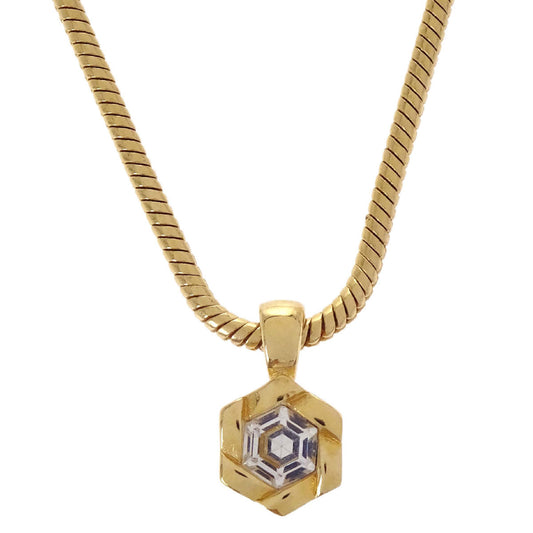 Christian Dior Necklace Pendant Gold Rhinestone