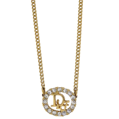 Christian Dior Necklace Pendant Gold Rhinestone