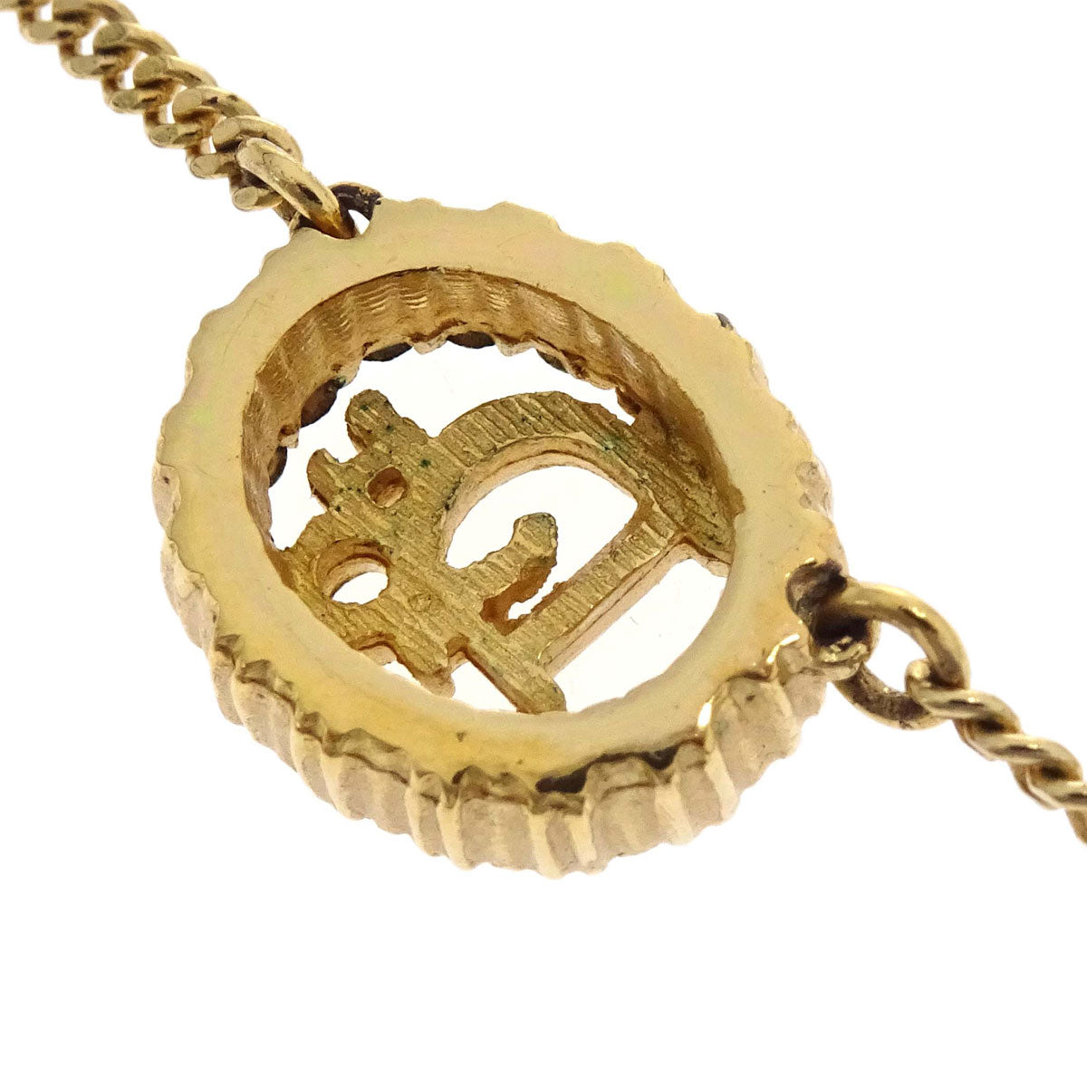 Christian Dior Necklace Pendant Gold Rhinestone
