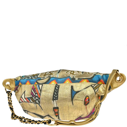 Chanel 2019 Gold Canvas Graffiti Street Spirit Waist Bag