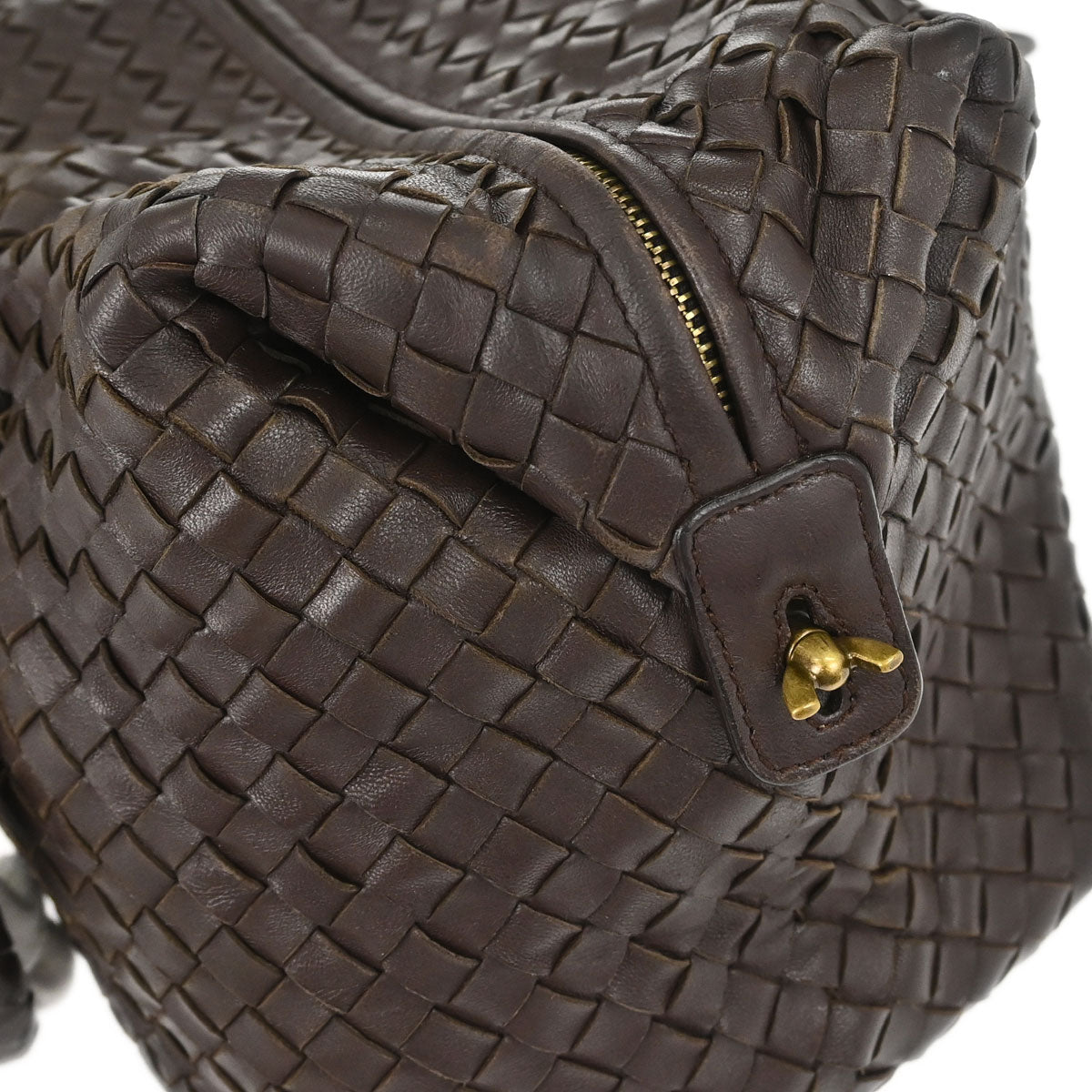 Bottega Veneta Brown Lambskin Intrecciato Handbag