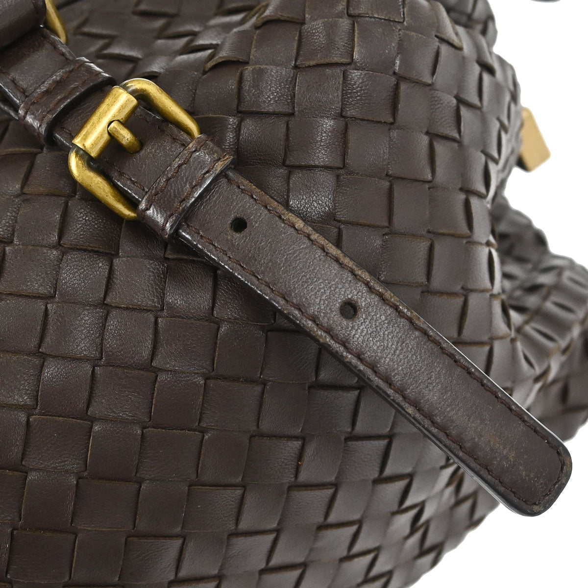 Bottega Veneta Brown Lambskin Intrecciato Handbag