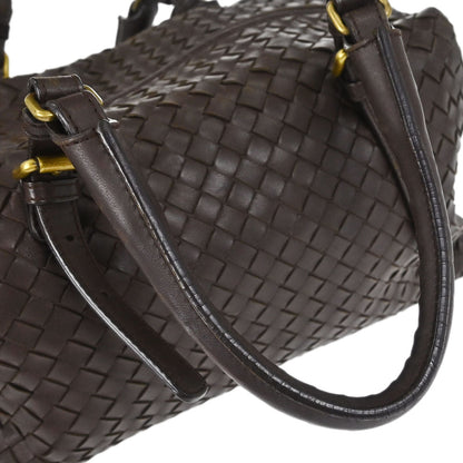 Bottega Veneta Brown Lambskin Intrecciato Handbag