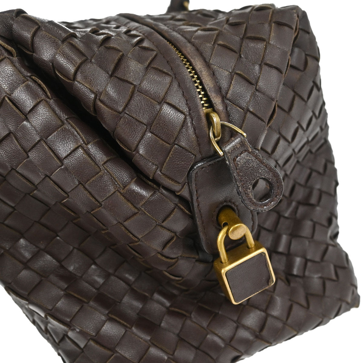 Bottega Veneta Brown Lambskin Intrecciato Handbag