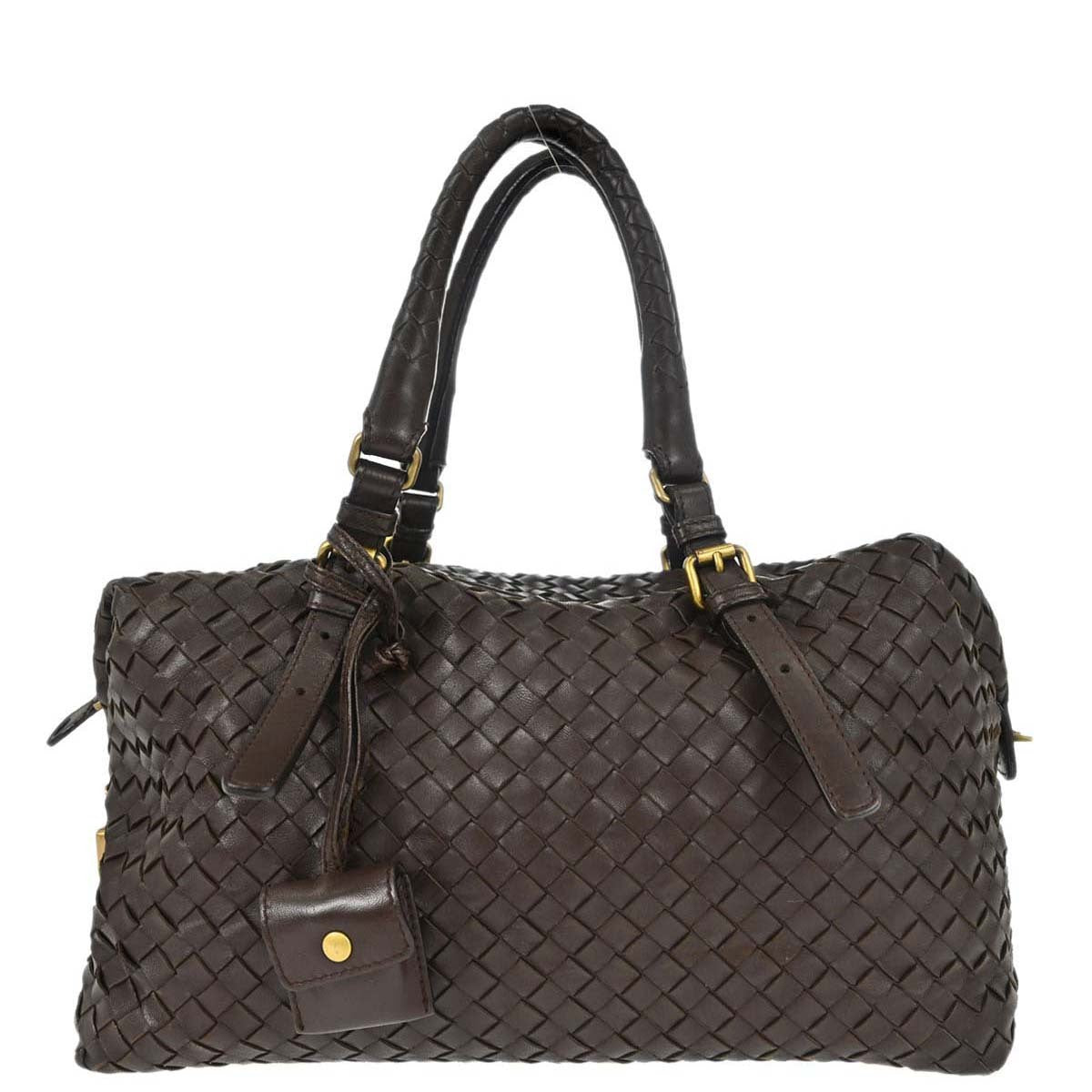 Bottega Veneta Brown Lambskin Intrecciato Handbag