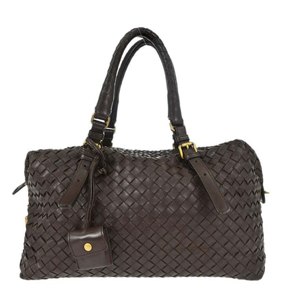 Bottega Veneta Brown Lambskin Intrecciato Handbag