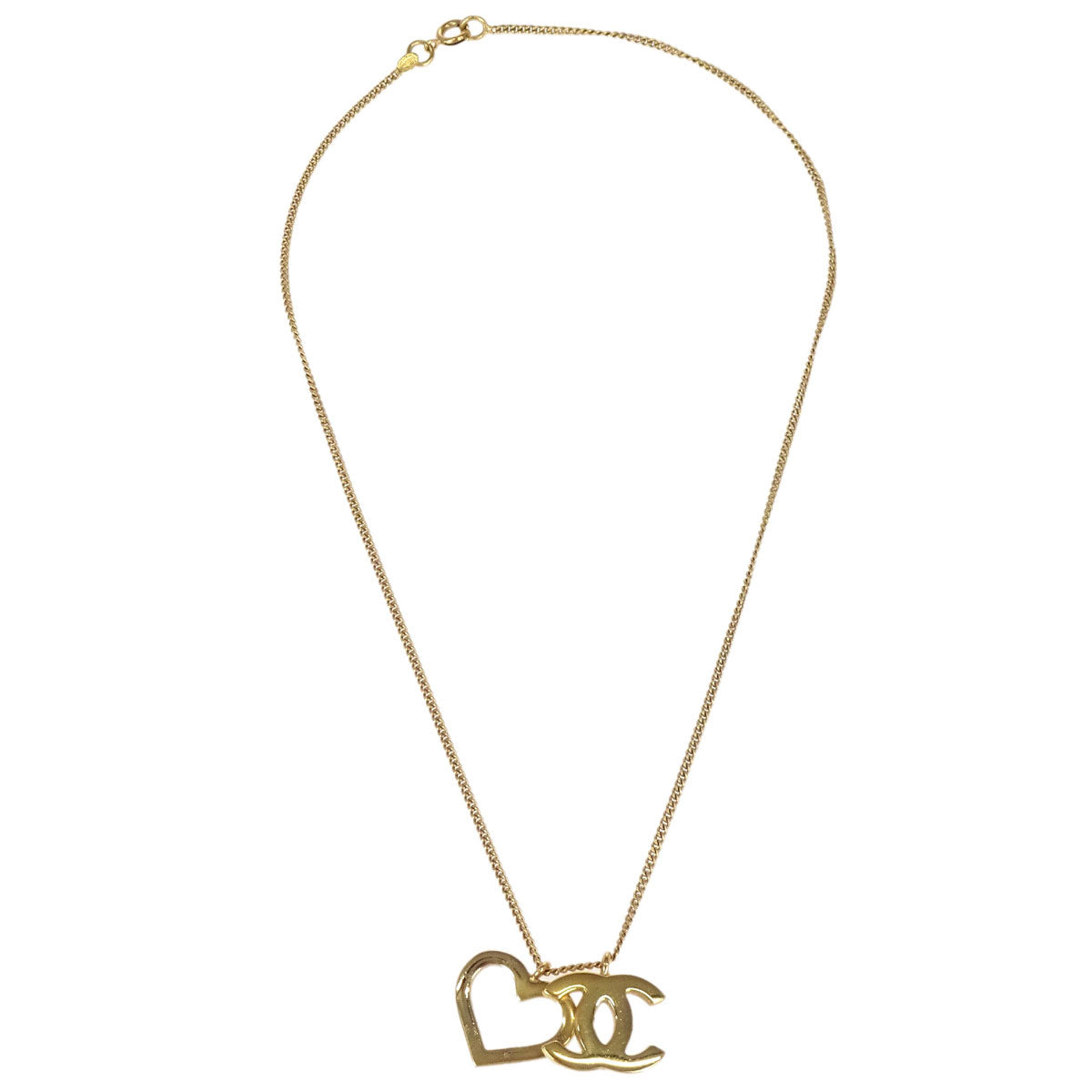 Chanel CC Heart Chain Necklace Gold 04P