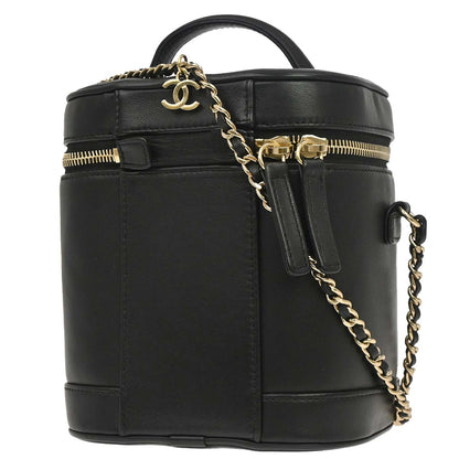 Chanel 2019 Black Lambskin Vanity 2way Shoulder Handbag