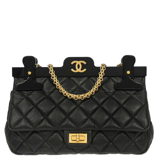 Chanel 2017 Black Calfskin Mademoiselle Lock Hanger Flap Shoulder Bag