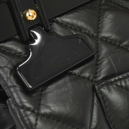 Chanel 2017 Black Calfskin Mademoiselle Lock Hanger Flap Shoulder Bag