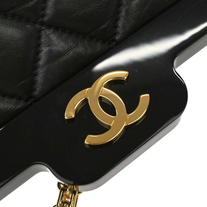 Chanel 2017 Black Calfskin Mademoiselle Lock Hanger Flap Shoulder Bag