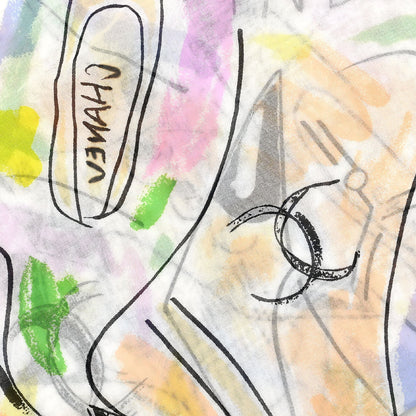 Chanel Big Scarf Pareo Yellow White