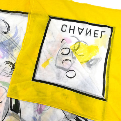 Chanel Big Scarf Pareo Yellow White