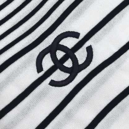 Chanel Short Sleeve Border Top White #36