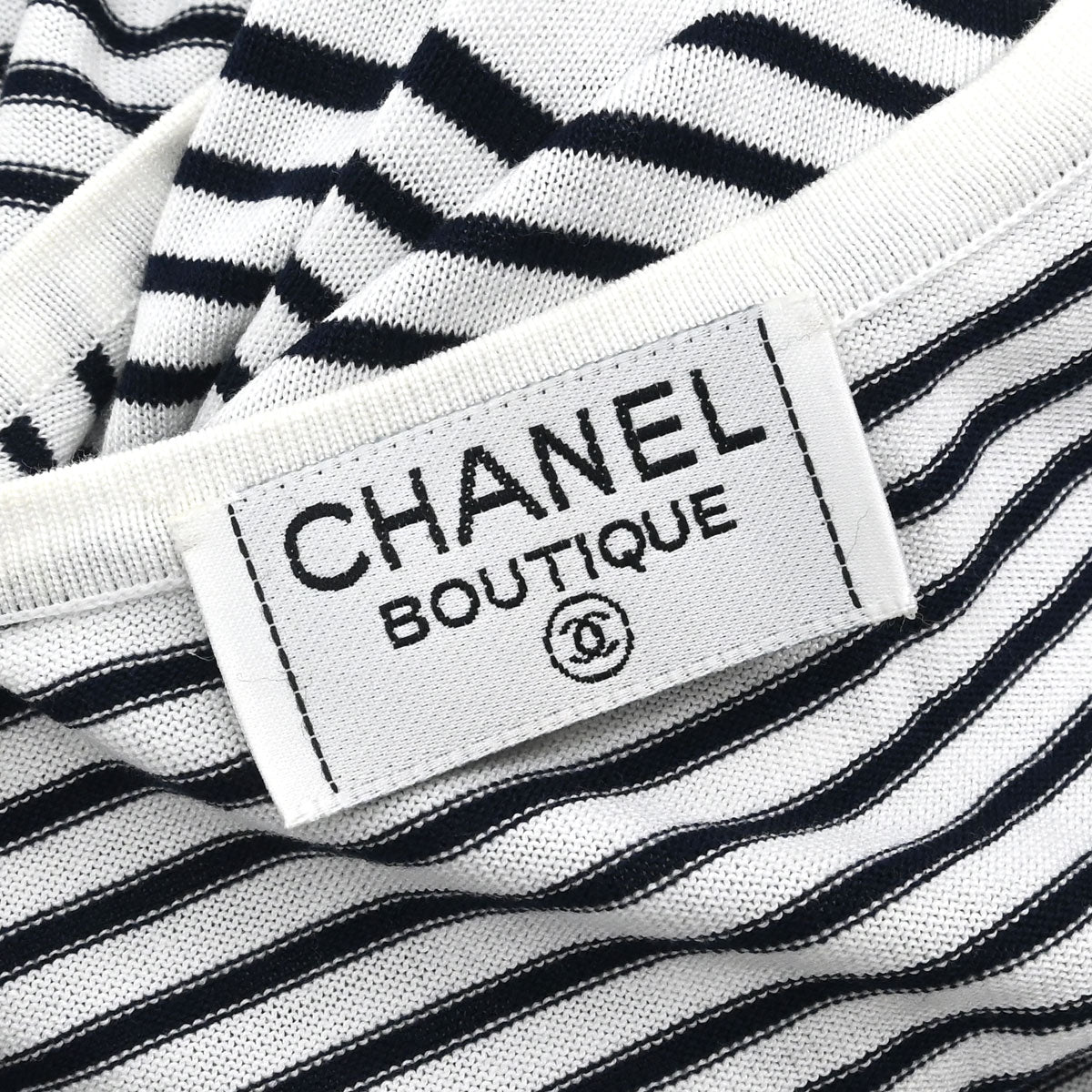 Chanel Short Sleeve Border Top White #36