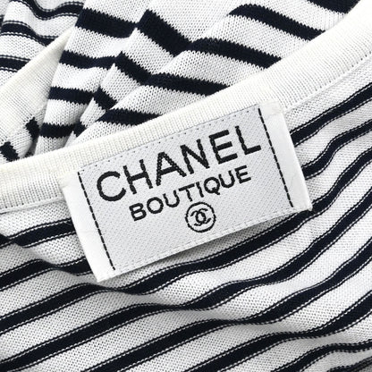 Chanel Short Sleeve Border Top White #36