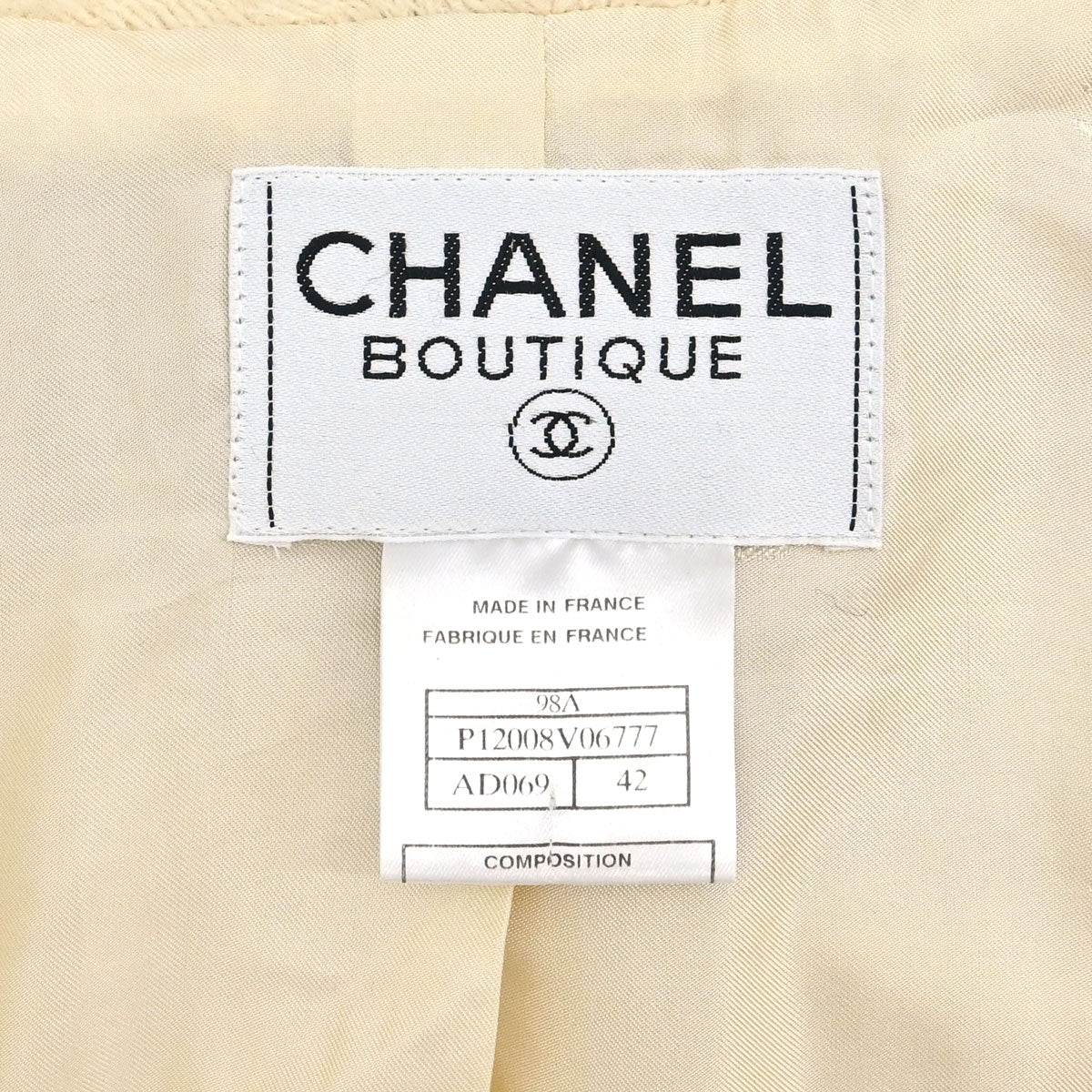 Chanel 1998 Single Breasted Jacket Ivory #42