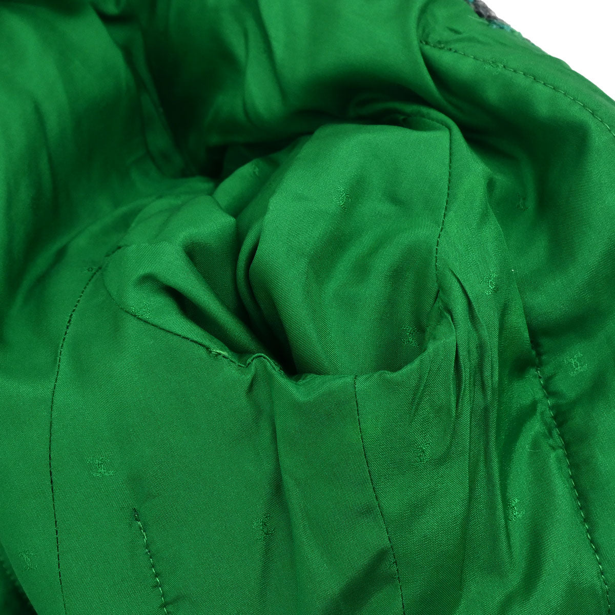 Chanel Collarless Houndstooth Tweed Jacket Green