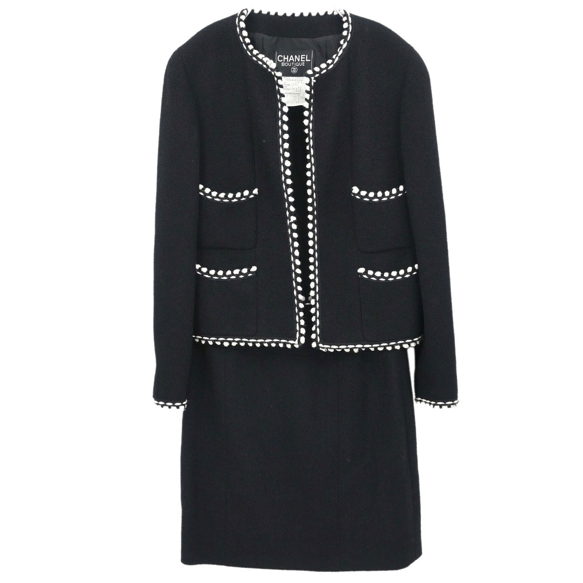 Chanel 1994 Setup Suit Jacket Skirt Black #36 #38