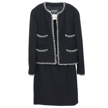 Chanel 1994 Setup Suit Jacket Skirt Black #36 #38