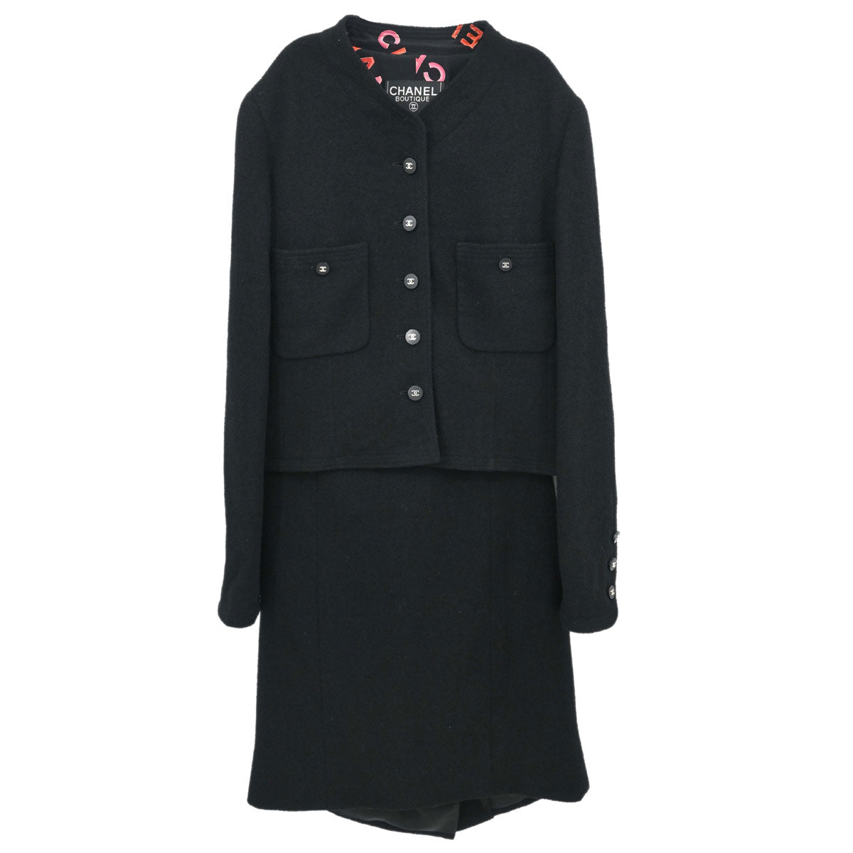Chanel 1996 Setup Suit Jacket Skirt Black #42