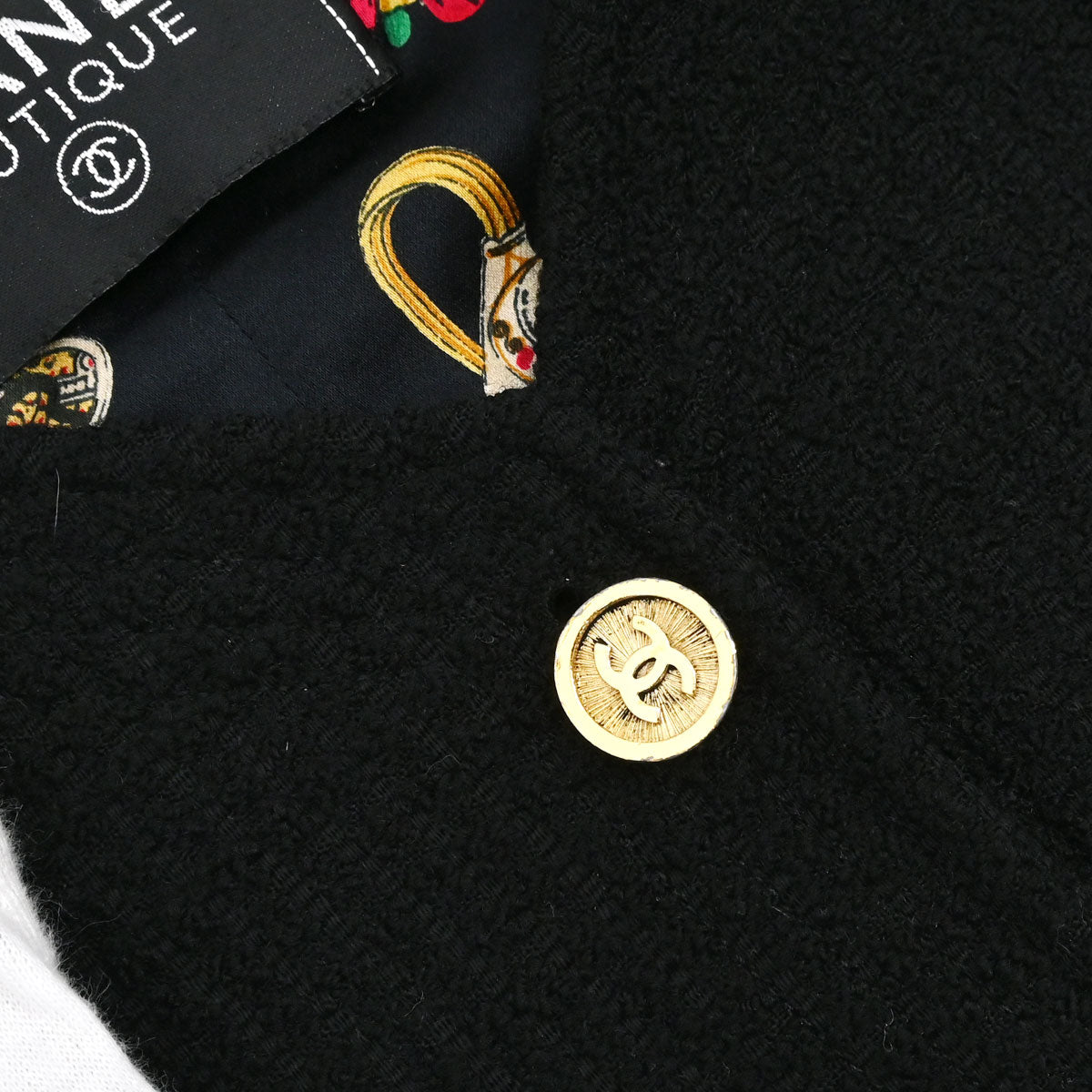 Chanel Setup Suit Jacket Skirt Tweed Black