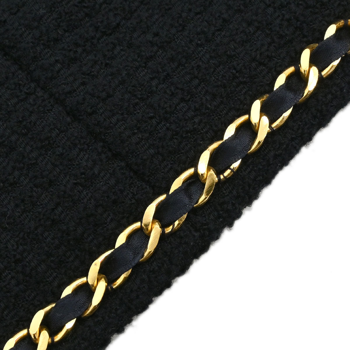 Chanel Setup Suit Jacket Skirt Tweed Black