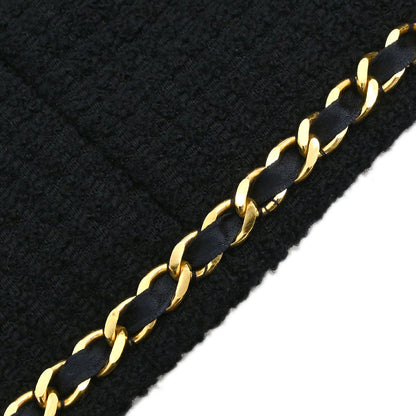 Chanel Setup Suit Jacket Skirt Tweed Black