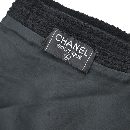 Chanel Setup Suit Jacket Skirt Tweed Black