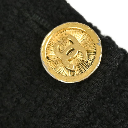 Chanel Setup Suit Jacket Skirt Tweed Black
