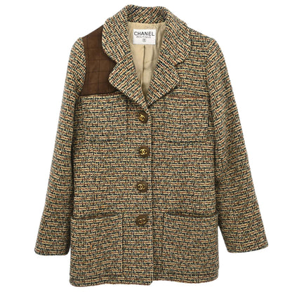 Chanel Single Breasted Tweed Jacket Brown