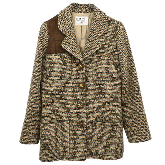Chanel Single Breasted Tweed Jacket Brown