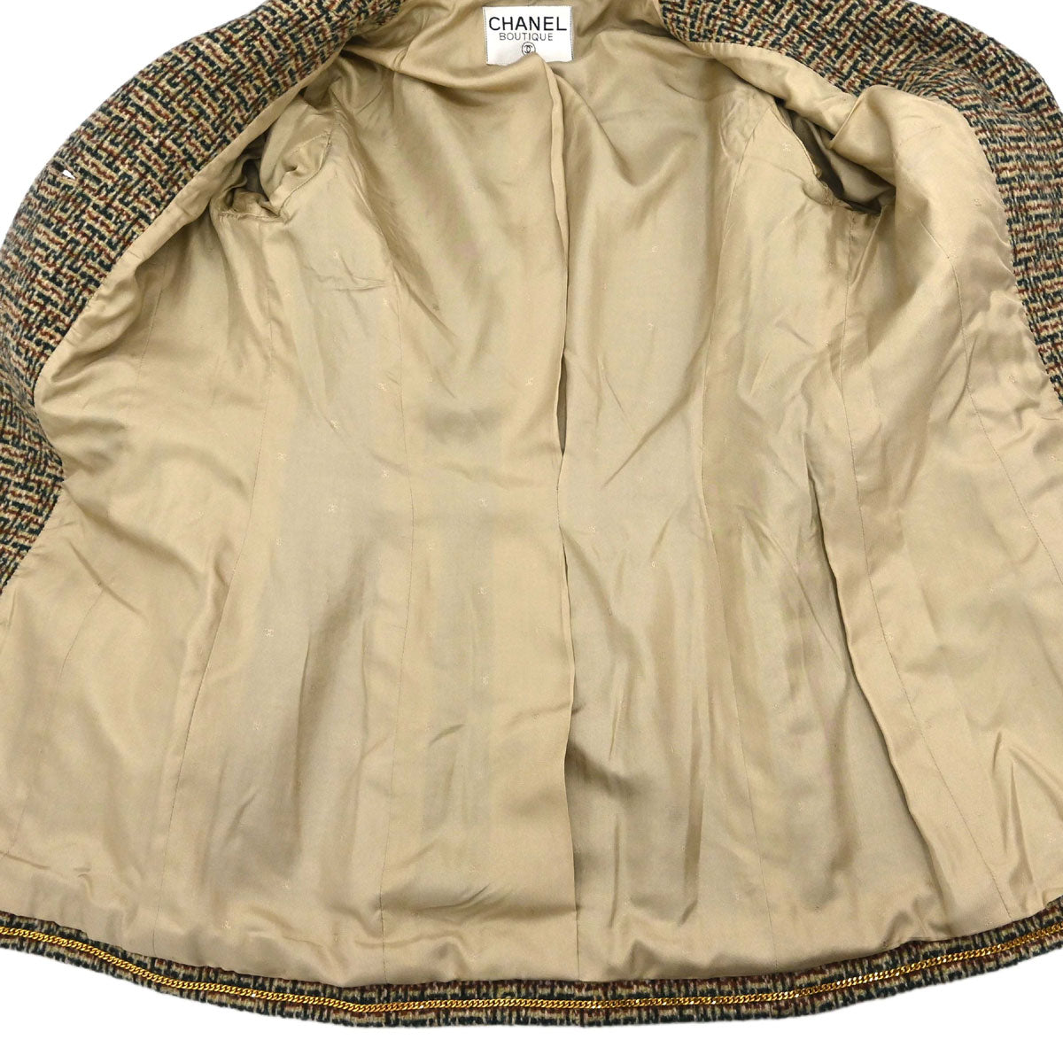 Chanel Single Breasted Tweed Jacket Brown