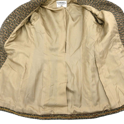 Chanel Single Breasted Tweed Jacket Brown