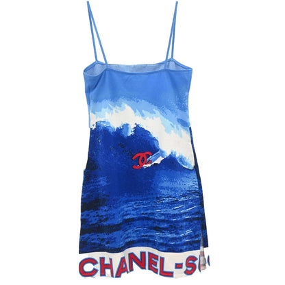 Chanel 2002 Surf Line Camisole Dress Blue #38