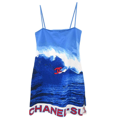 Chanel 2002 Surf Line Camisole Dress Blue #38