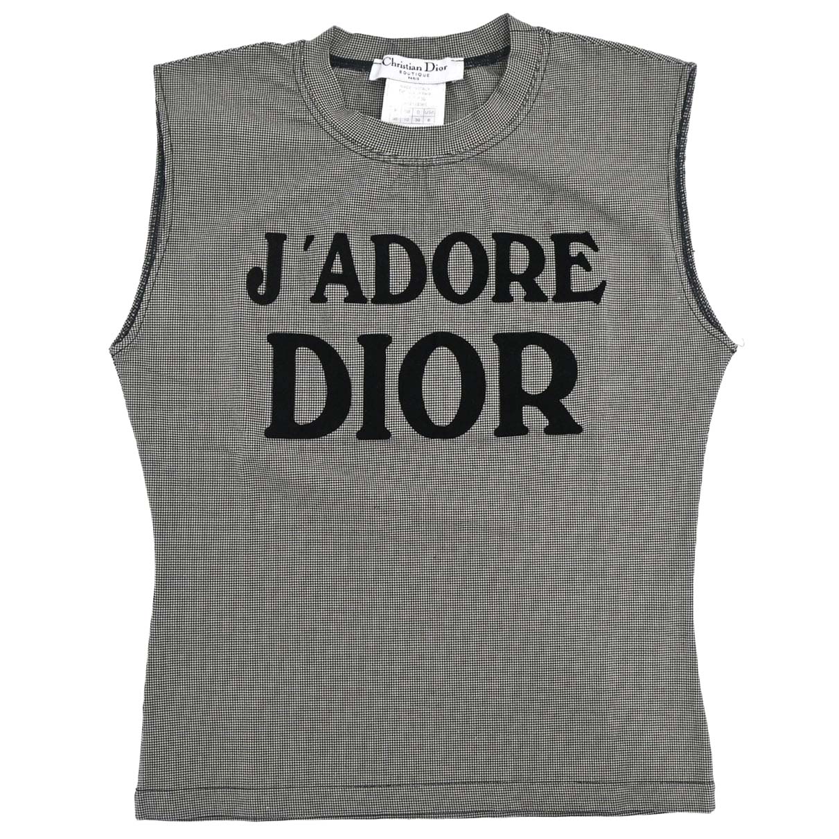 Christian Dior 2002 Sleeveless Tank Top Houndstooth Black #38