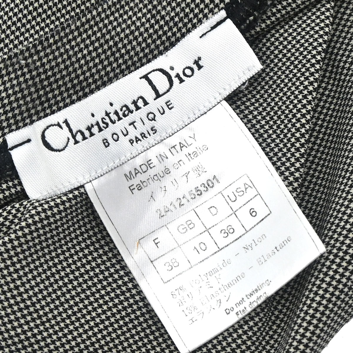 Christian Dior 2002 Sleeveless Tank Top Houndstooth Black #38