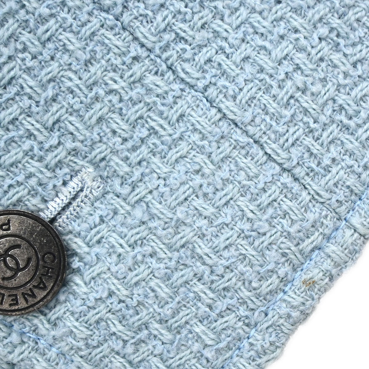 Chanel 1997 Single Breasted Tweed Jacket Light Blue #40