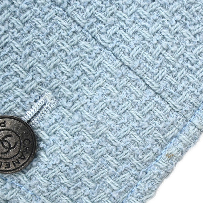 Chanel 1997 Single Breasted Tweed Jacket Light Blue #40