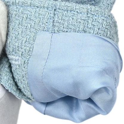 Chanel 1997 Single Breasted Tweed Jacket Light Blue #40