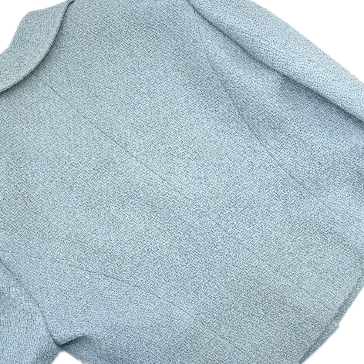 Chanel 1997 Single Breasted Tweed Jacket Light Blue #40