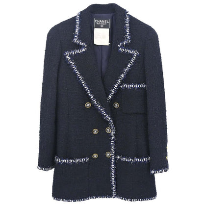 Chanel 1994 Double Breasted Tweed Jacket Navy #34